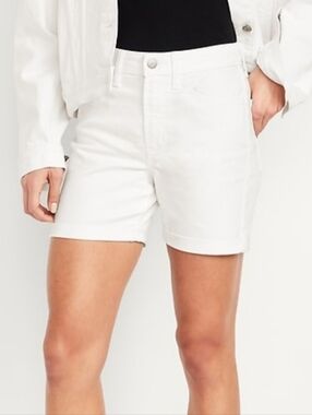 🆕️ Old Navy High Waisted Wow White Jean Shorts / Size: 14